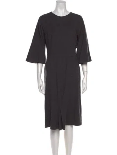 Pre-owned Erin Snow Wool Knee-length Dress In Grey