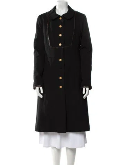 Pre-owned Erin Snow Wool Trench Coat In Black