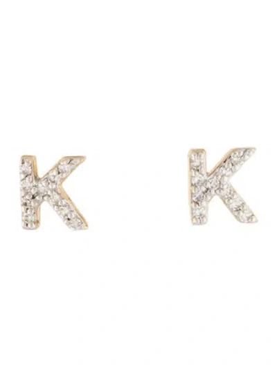 Pre-owned Eriness 14k Diamond Alphabet 'k' Stud Earrings In Multi