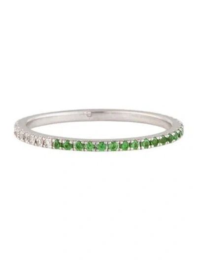 Pre-owned Eriness 14k Diamond & Tsavorite Garnet Eternity Band In Multi