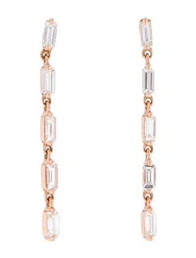 Pre-owned Eriness 14k Diamond Baguette Link Earrings In Multi