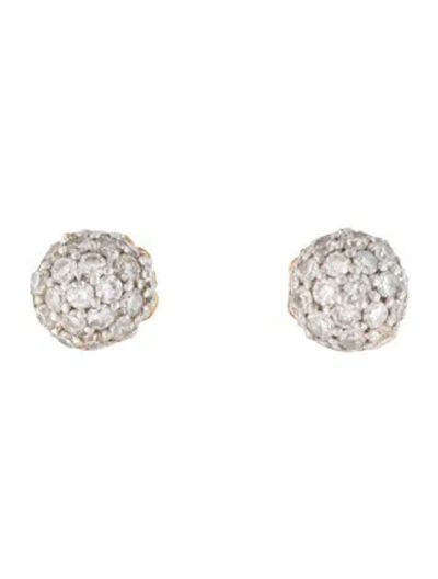 Pre-owned Eriness 14k Diamond Disco Ball Stud Earrings In Multi