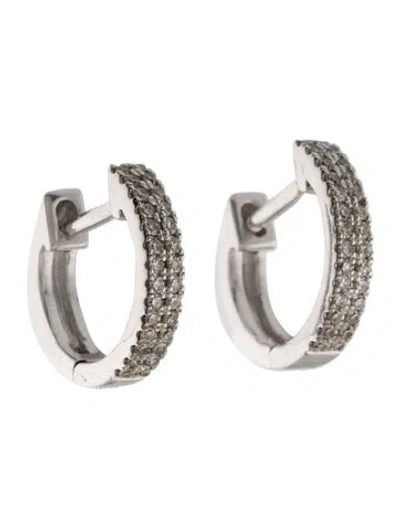 Pre-owned Eriness 14k Diamond Double Row Huggie Earrings In Multi
