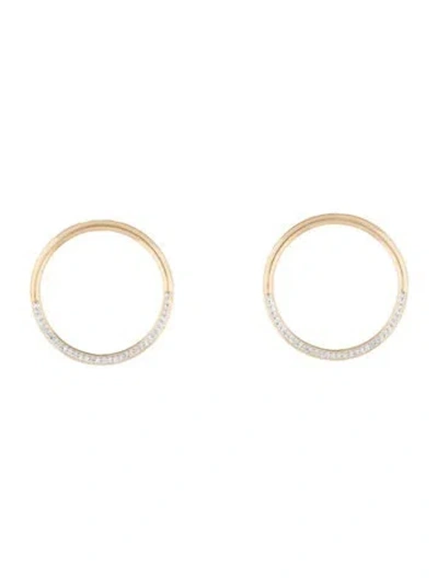 Pre-owned Eriness 14k Diamond Half-diamond Loop Earrings In Multi