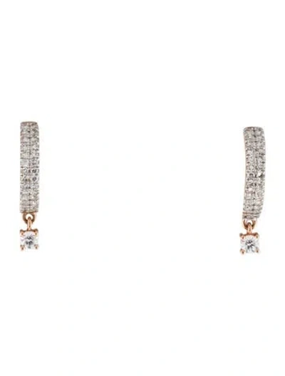 Pre-owned Eriness 14k Diamond Hoop Drop Earrings In Multi