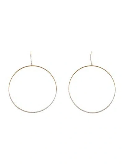 Pre-owned Eriness 14k Diamond Pavé Hoop Earrings In Multi