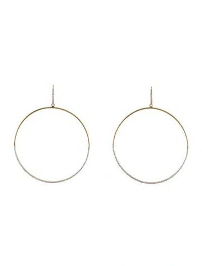 Pre-owned Eriness 14k Diamond Pavé Hoop Earrings In Multi