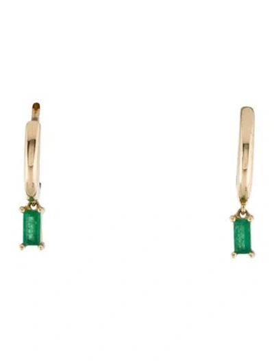 Pre-owned Eriness 14k Emerald Baguette Drop Earrings In Multi