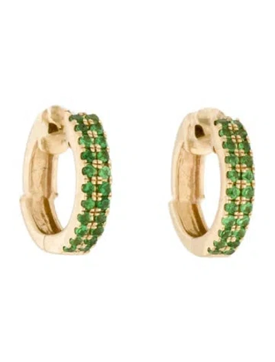 Pre-owned Eriness 14k Mini Tsavorite Huggie Earrings In Multi