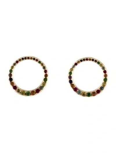 Pre-owned Eriness 14k Multi-gemstone Asymmetrical Loop Stud Earrings