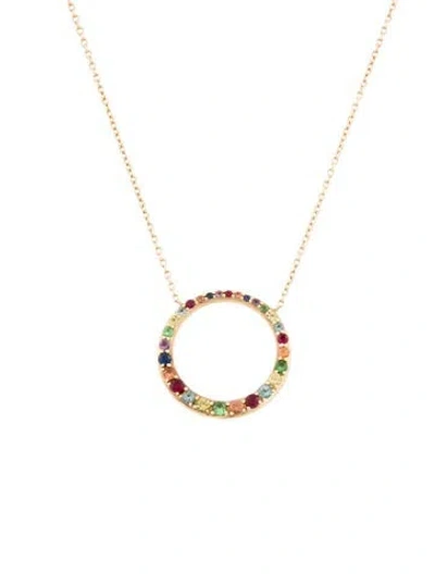 Pre-owned Eriness 14k Multistone Asymmetrical Loop Pendant Necklace, 18"