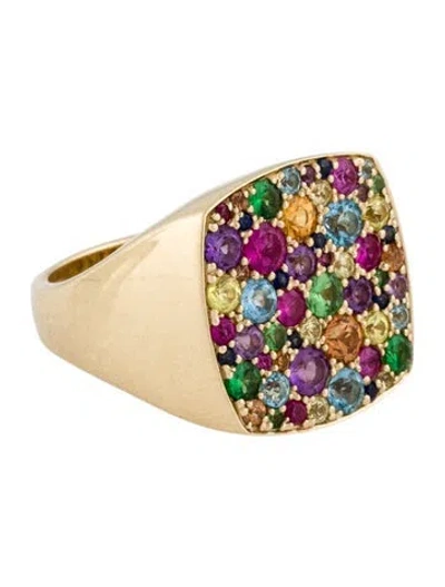 Pre-owned Eriness 14k Multistone Square Signet Ring