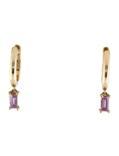 Pre-owned Eriness 14k Sapphire Huggie Drop Earrings In Multi