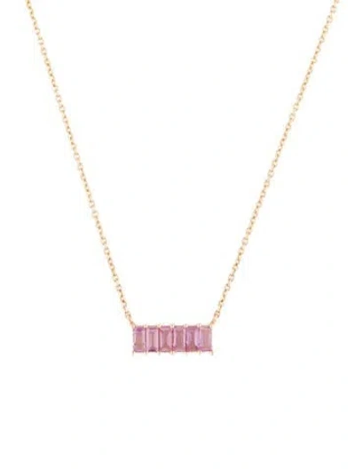Pre-owned Eriness 14k Sapphire 'staple' Necklace, 18" In Multi