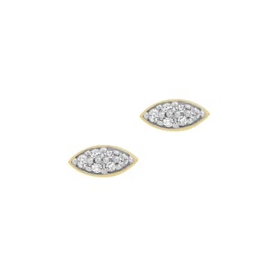 Eriness Diamond Evil Eye Stud Earrings In Yellow Gold,white Diamond
