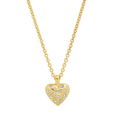 Eriness Reversible Puffy Heart Necklace In Yellow Gold,white Diamond