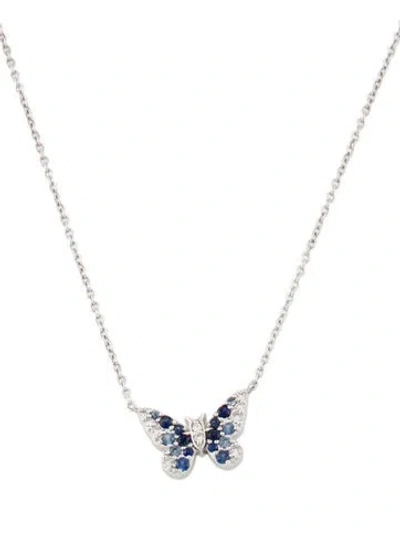 Pre-owned Eriness Sapphire & Diamond Ombré Mini Butterfly Necklace, 18" In Multi