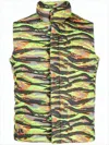 Erl Abstract Camouflage Sleeveless Puffer Vest With High Collar In Multi