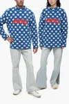 Erl All-over Starsterry-cotton Crew-neck Sweater In Blue