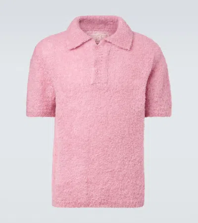 Erl Alpaca-blend Polo Sweater In Pink