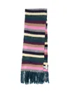 Erl Multicolor Striped Knit Scarf With Fringed Ends In Multi