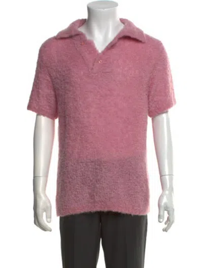 Pre-owned Erl Alpaca Collar Polo Shirt In Pink