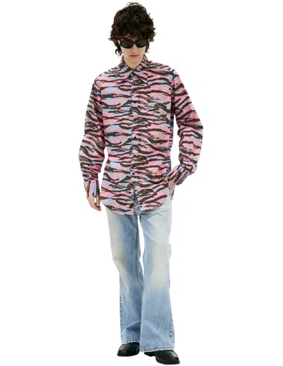 Erl Animalistic Print Shirt In Pink
