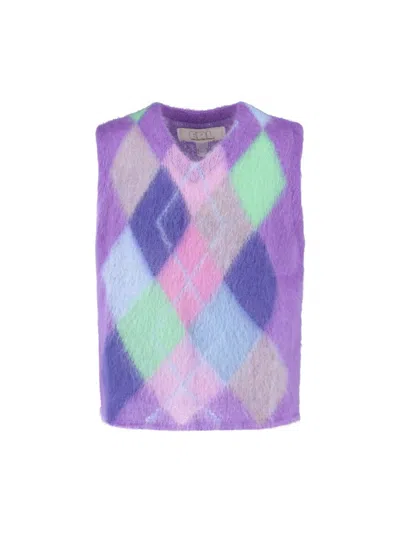 Erl Argyle Vest - Purple
