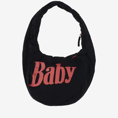 Erl Baby Print Cotton Shoulder Bag In Black