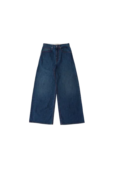 Erl Baggy Indiana Distressed Jeans Blue In Blue