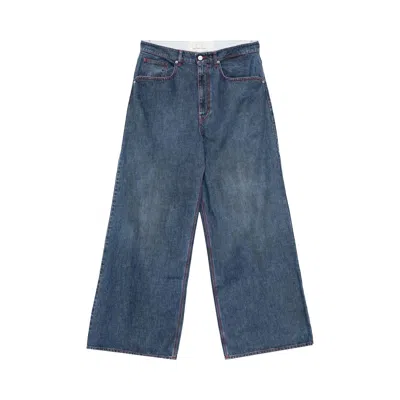 Pre-owned Erl Baggy Indiana Distressed Woven Jeans 'dirty Blue' | Men's Size L