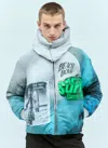 Erl Rl Mens Iridescent Grey Hooded Puffer Shell Jacket In Blue