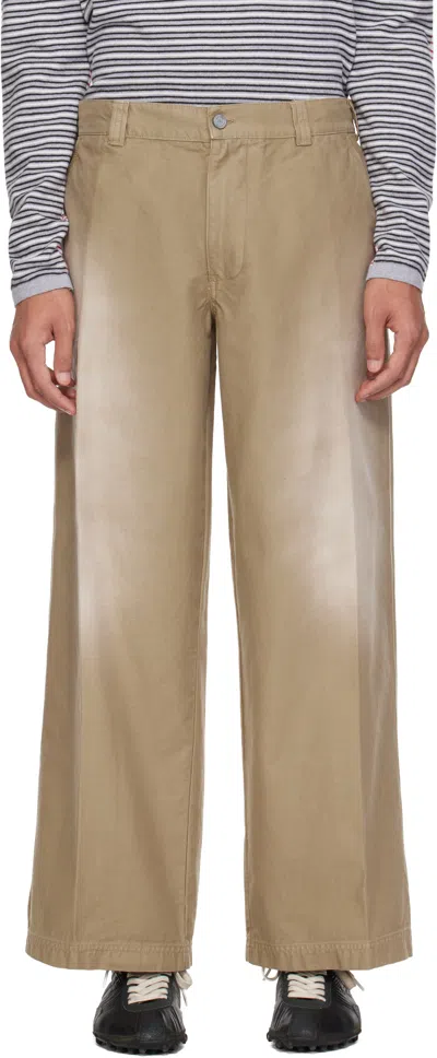 Erl Beige Chino Woven Trousers In Sand