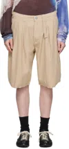 Erl Beige Distressed Chino Shorts In 2 Cream