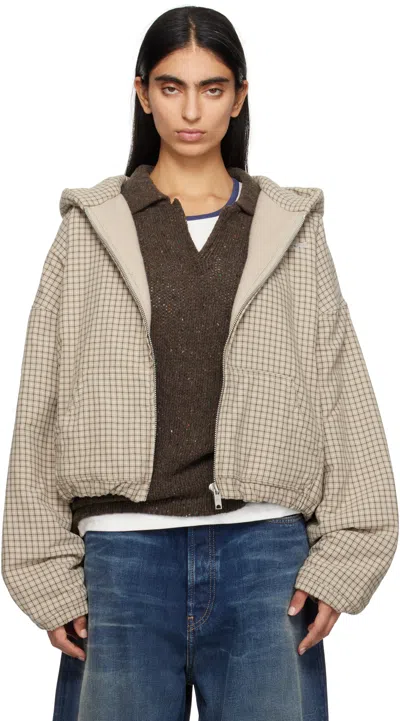 Erl Beige Plaid Padded Check Jacket In 1 Beige Check