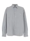 Erl Beige Shirt With Logo Embroidery On The Front And All-over Check Motif In Cotton Man In Gray
