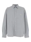 Erl Beige Shirt With Logo Embroidery On The Front And All-over Check Motif In Cotton Man In Gray