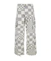 Erl Grey Cargo Jeans With Asymmetric Check Motif In Cotton Denim Man In Gray