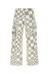 Erl Wide Leg Cargo Trousers With Checkered Pattern In Checked