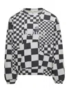 Erl Checked Crew-neck Sweatshirt With Rib Hem In White