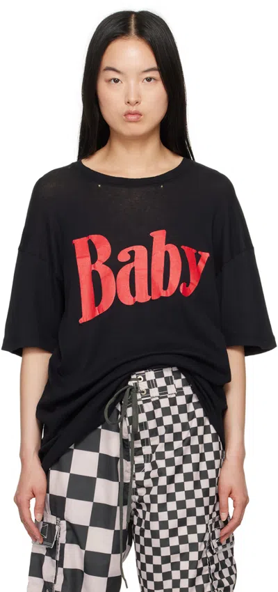 Erl Black 'baby' T-shirt In Faded Black 1
