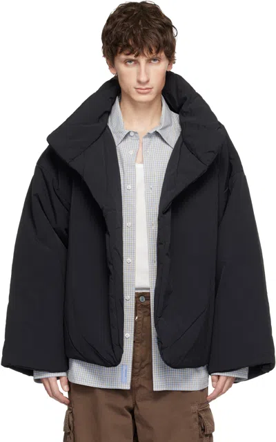 Erl Black Crinkled Puffer Jacket