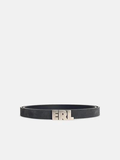 Erl Logo-buckle Leather Belt In Black