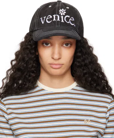 Erl Venice Embroidered Cotton-twill Baseball Cap In Black