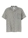 Erl Black And White Bowling Shirt With Check Motif In Blackwhite