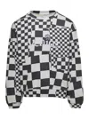 Erl Checked Crew-neck Sweatshirt With Rib Hem In White