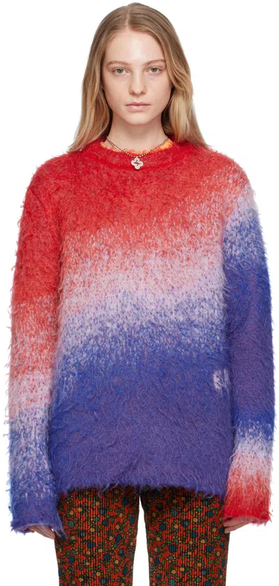 Erl Blue & Red Gradient Sweater In 1 Blue Red White