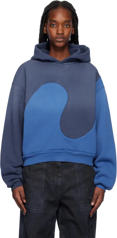 Erl Blue Classic Swirl Hoodie In 2 Blue Blue