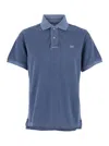 Erl Polo Con Colletto Classico E Logo Lettering Sul Fronte In Cotone Blu Uomo