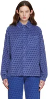 Erl Printed Cotton-corduroy Shirt In 2 Blue